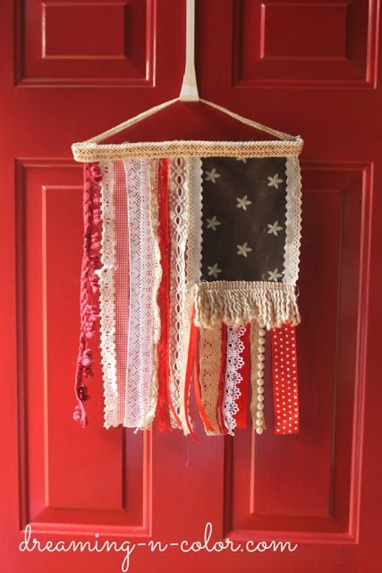Lace, Trim, Pearls and Fabric Flag