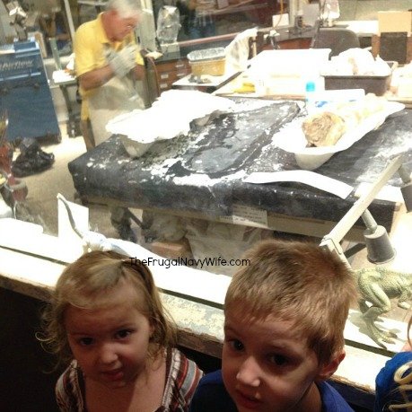 From yesterday we got to watch the paleontologist build a case for a real dinosaur bone!