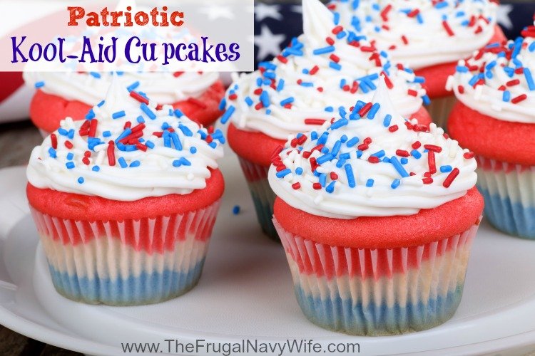 Patriotic Kool Aid Cupcakes