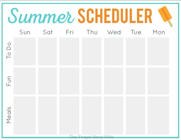 Summer Scheduler Free Printable