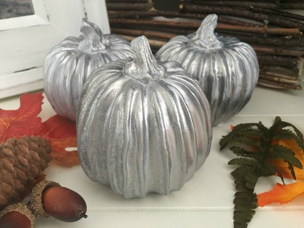 I love the look of mercury glass pumpkins decor, but I hate the price! Using looking glass spray paint I can make my own!