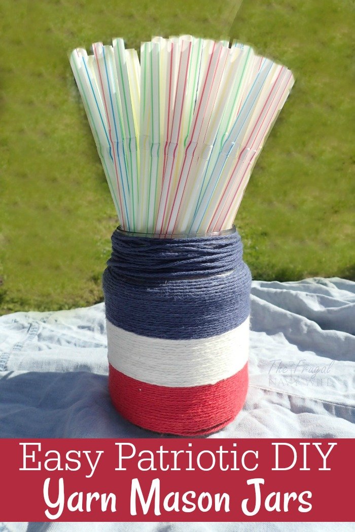 Are you looking for a great piece to add to your 4th of July Decorations? Check out these super easy DIY Patriotic Yarn Mason Jars. Perfect all summer long! 