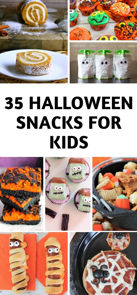 We do theme snacks and food for the whole week of Halloween! These 35 Halloween snack ideas for kids are ones your kids will love every year. #halloween #snacks #kids #frugalnavywife | Halloween Themed Snacks for kids | Halloween Recipes | Halloween Treats |