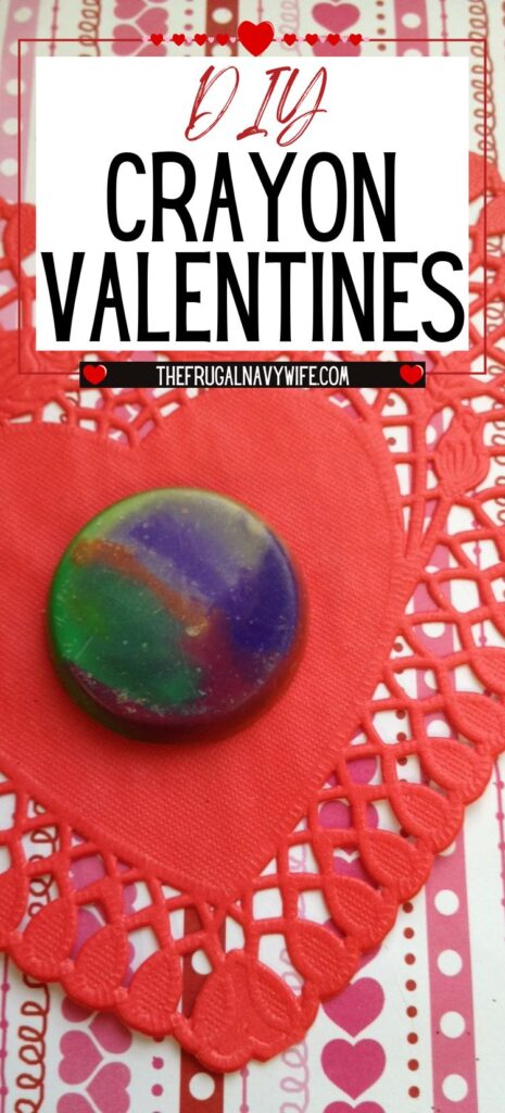 These DIY Crayon Valentines are a great way to use up any broken crayons! This is a great craft to get a hand on with your DIY valentines. #valentines #diy #artsandcrafts #frugalnavywife #crafting #homemade #gift | Valentines | Arts and Craft | Gifting | Homemade | Kids |