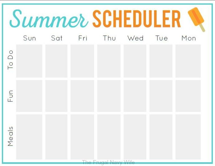 Free Summer Schedule Printable