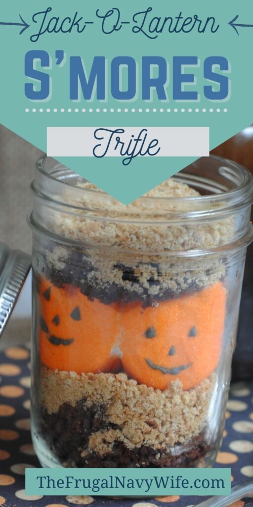 This Jack-O-Lantern S'mores Trifle dessert is perfect to make with your kids for Halloween and they're so delicious and adorable! #halloween #dessert #jackolantern #smores #trifle #easy recipe #frugalnavywife | Jack-O-Lantern S'mores Trifle | Dessert | Halloween | Kids | Party | Easy Dessert Recipes |