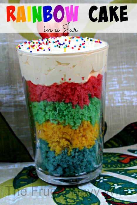 Rainbow Cake in a Jar