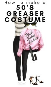 If you want to be Sandy from Grease for Halloween this year, here is the way to do it with this Greaser Halloween Costume! #grease #halloween #adultcostume #frugalnavywife | Halloween | Adult Halloween Costume | DIY Halloween Costume | Grease Costume