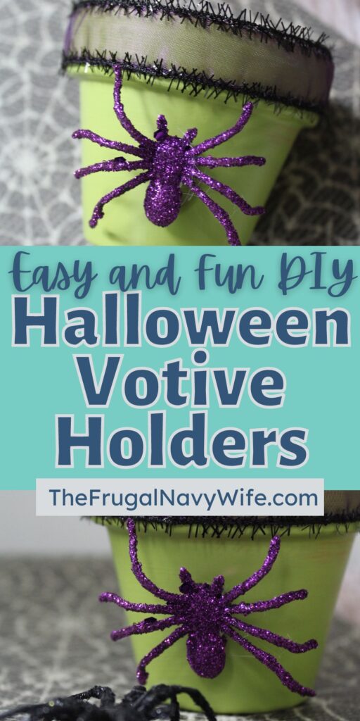 Want to decorate your house for Halloween with some DIY crafts? These DIY Halloween Votive Holders are not only easy but super fun! #halloween #votiveholders #diycraft #decor #halloweendecorations #frugalnavywife | Homemade Decorations | Halloween | DIY Crafts | Halloween Decor | Votive Holders |