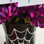 This Spider Web Vase is the perfect DIY Halloween Vase! With super easy step-by-step directions, your home will be Halloween-ready in no time. #halloweem #diy #spiderdecor #spiderwebs #halloweenvase #spiderwebvase #frugalnavywife | Halloween Decor Ideas | Spider Web Decor Ideas | Halloween Vase Ideas | Easy DIY | Halloween