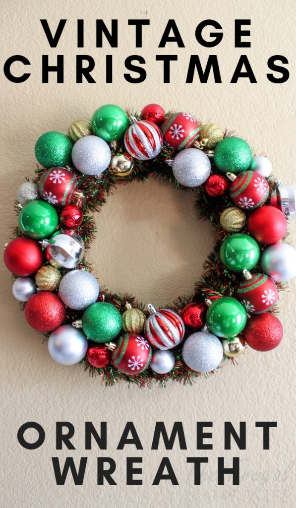 Making a Vintage Ornament Wreath for Christmas is a way to use ornaments in a way that is fresh and exciting. Creating one is a lot easier than you think. #christmas #wreath #diy #frugalnavywife #vntage | Christmas Wreaths | Christmas DIY | Vintage Christmas | Christmas Decor | Wreath Ideas | Home Decor for Christmas