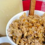 My new favorite eggnog recipe is this easy eggnog oatmeal. I like using my homemade eggnog recipe instead of buying store-bought to reduce waste. #frugalnavywife #eggnog #oatmeal #recipe #eggnogrecipe #christmasrecipies #drinks #breakfast | Breakfast Recipes | Drink Recipes | Eggnog Recipes | Christmas Recipes | Oatmeal Recipes | Winter Recipes