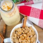 My new favorite eggnog recipe is this easy eggnog oatmeal. I like using my homemade eggnog recipe instead of buying store-bought to reduce waste. #frugalnavywife #eggnog #oatmeal #recipe #eggnogrecipe #christmasrecipies #drinks #breakfast | Breakfast Recipes | Drink Recipes | Eggnog Recipes | Christmas Recipes | Oatmeal Recipes | Winter Recipes