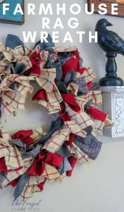 Let me show you how to do this super simple Farmhouse Rag Wreath DIY. This is home decor at its finest and it won't cost you an arm and a leg. #diy #ragwreath #wreathdiy #frugalnavywife | Wreath Crafts | DIY Wreaths | Farmhouse Decor | Farmhouse Wreath | Home Decor | Wreaths