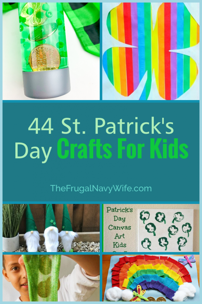 Festive and hands-on activities for kids this St. Patricks day. Here you will find 44 of the best St Patrick's day crafts for kids. #frugalnavywife #stpatricksday #craftsforkids #easycrafts #stparticksdaycrafts #rainbowcrafts #leprechauncrafts | St. Patricks Day Crafts for Kids | Easy Crafts for Kids | Rainbow Craft Ideas | Leprechaun Crafts | St. Patrick's Day Ideas