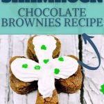 The perfect shamrock-y dessert to celebrate St. Patricks Day! Make these St. Patrick's Day Shamrock Chocolate Brownies and enjoy a gooey chocolate dessert. #shamrock #dessert #browniedessert #stpatricksday #frugalnavywife #chocolate | Homemade | Easy Recipes | Dessert Recipes | St Patrick's Day | Frugal Navy Wife | Brownie |