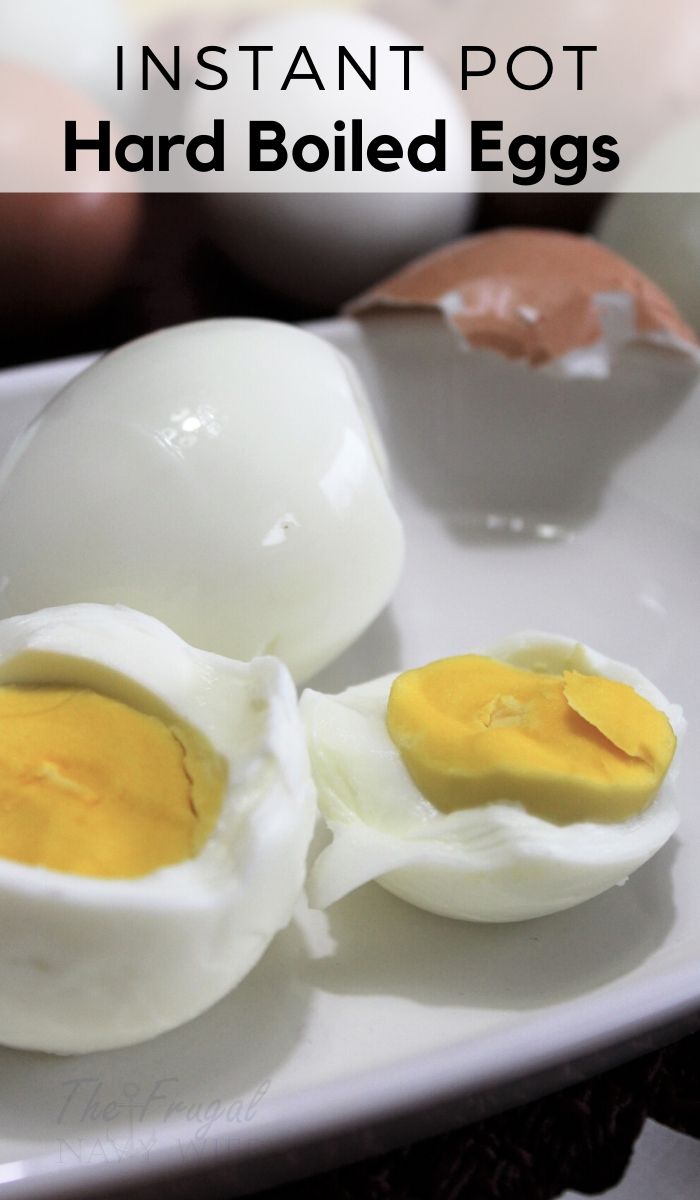 The Easiest Instant Pot Hard Boiled Eggs Recipe you will ever use. Get perfect hard-boiled eggs every time with this simple instant pot recipe. #instantpotrecipe #simpleinstantpotrecipe #hardboiledeggs #thefrugalnavywife | Instant Pot Recipe | Simple Instant Pot Recipes | How to make hard-boiled eggs | Instant Pot | Hard-Boiled Egg Recipes | Appetizer Recipes | Egg Recipes