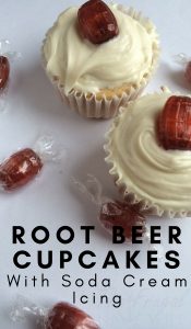 These Root Beer Cupcakes are super easy to make and yummy. Combine 2 great things into one delicious dessert. Root beer and Cupcakes! Everyone wins. #cupcakes #desserts #rootbeer #thefrugalnavywife | Dessert Recipe | Cupcake Recipe | Root Beer Recipes |