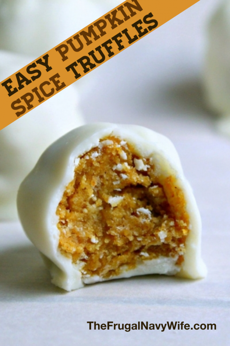 Every year I make these pumpkin spice truffles for friends and family and they are a huge hit. This is one of our favorite pumpkin recipes. #pumpkinspice #pumpkinrecipe #fallrecipe #frugalnavywife #dessert #truffles | Pumpkin Spice Recipes | Pumpkin Recipes | Fall Recipes | Truffle Recipes | Dessert Recipes | Easy Desserts | Easy Fall Desserts