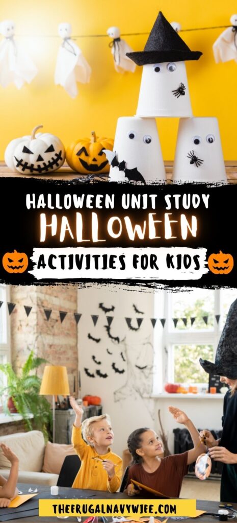 A mini Halloween unit study full of Halloween Activities for Kids for the week of Halloween is here! Huge variety of learning tools and its fun! #halloween #homeschooling #halloweenactivtiesforkids #frugalnavywife | Halloween Homeschool Unit | Halloween Activities for Kids | Halloween | Homeschooling Units