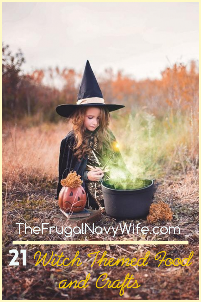 Making Witch food and crafts for Halloween is one of my favorite themes to use. Here are 21 Halloween Witch Foods and Crafts for this year. #halloween #witch #halloweencrafts #halloweenfoods #frugalnavywife | Halloween | Halloween Foods | Halloween Crafts | Witch DIYs | Witch Foods | Witch Crafts