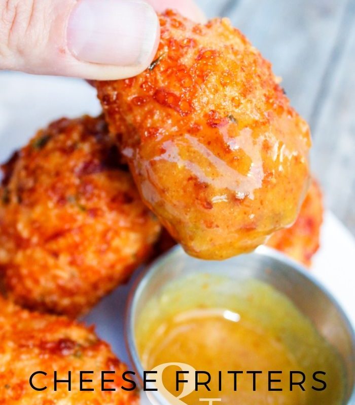 Creamy 4 Cheese Fritters with Sweet Honey Mustard Sauce