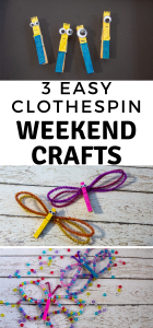 I LOVE these easy weekend clothespin crafts. They keep my kids busy and we get some super cute things to play with, out them! #FrugalNavyWife #WeekendCrafts #KidsCrafts #clothespincrafts #kidsdiy | Kids Activity | Clothespin Crafts | Easy Weekend Crafts | Kids Craft Ideas | Minions Crafts | Butterfly Crafts | Dragonfly Crafts