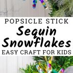 My kids love doing popsicle stick crafts. Here is our Popsicle Stick Snowflake Craft it was a great way to get the kids distracted during the holiday break! #frugalnavywife #popsiclestickcrafts #snowflakes #easycraftsforkids #diy | Easy Crafts for kids | Snowflake Crafts | DIY Crafts | Winter Crafts for kids | Popsicle Stick Craft Ideas