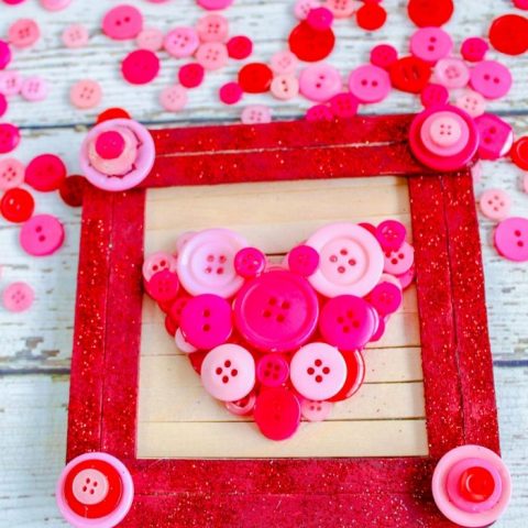Easy Valentine's Day Button Heart Popsicle Stick Frame Craft - The Frugal  Navy Wife