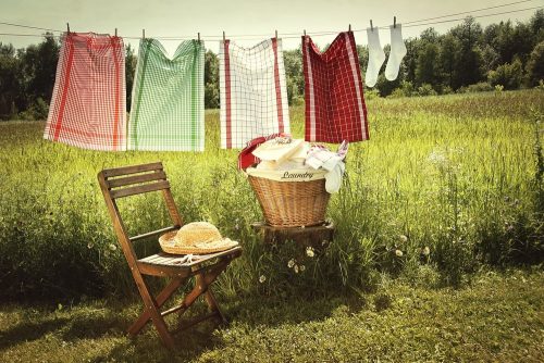 Washing day with laundry on clothesline