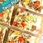 Homemade Taco Pizza Recipe, its pizza but without the sauce and with taco toppings and its delicious! Give it a try and you will be surprised! #pizza #tacos #dinner #frugalnavywife #easyweeknightrecipe #easyrecipe #tasty | Homemade Dinner Ideas | Dinner Recipes | Taco Recipes | Pizza Recipes | Easy Weeknight Meals | Easy Recipe | Easy Meal Ideas
