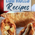The traditional flavor of apple pie filling wrapped up in a crunchy shell. These apple pie egg rolls are an ideal fall afternoon treat. #applepierecipes #eggrolls #frugalnavywife #fallrecipes #thanksgiving #holidaydesserts #christmas | Thanksgiving Dessert | Fall Desserts | Apple Recipes | Apple Pie Recipes | Holiday Desserts | Christmas Desserts | Dessert Eggrolls | Easy Dessert Recipes | Single Serve Dessert Ideas