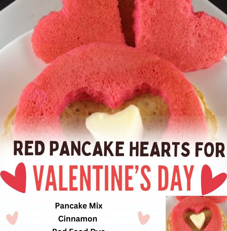 Red Pancake Hearts for Valentine’s Day