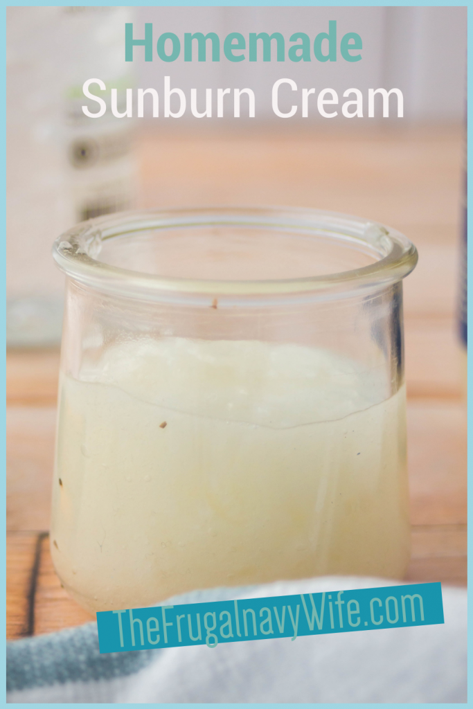 The bottom line is that you need to take care of your skin. And you can with this Homemade Sunburn Cream. It's perfect for all families! #sunburn #skincare #sunburncream #frugalnavywife #homeremedy | Homemade Sunburn Cream | DIY Sunburn Cream | Sunburn relief in a cream | Homemade Remedy | Natural Remedy for Sunburns
