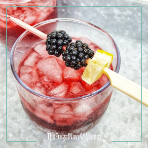 This fantastic Sippable Blackberry Pie Fireball recipe is the ultimate recipe to make for the adults in your life. #thefrugalnavywife #fireball #DIYcocktails #blackberrypie | Drinks | Mixology | Bartender | Craft Cocktails | Budget Drinks | Blackberry Pie Drink | Adult Beverages | Fireball Cocktails | Blackberry Pie Fireball Drink