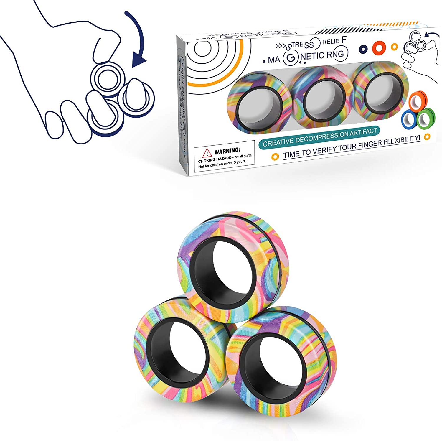 Fingers Magnetic Ring Toy Finger Fidget Spinner Stress Relief Craze random 