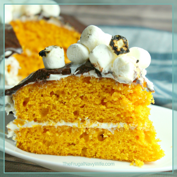 This Pumpkin S’mores Cake recipe is one dessert that your family will ask for again and again. Make sure you check this recipe out! #recipe #fall #dessertrecipe #dessert #smores #cake #pumpkin #frugalnavywife | Dessert Recipe | Fall Recipes | Smores Recipes | Pumpkin Recipes | Cake Recipes | Yummy Recipes | Pumpkin Cake Ideas