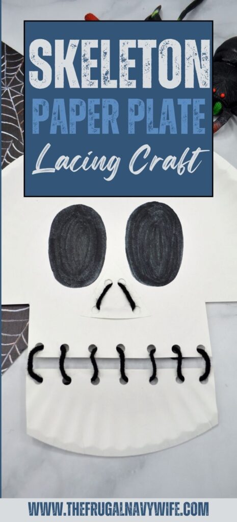 Get the kids involved this Halloween by helping you make this Skeleton Paper Plate Lacing Craft. It’s simple, fun, and will get your home ready for the holiday. | Holidays | Halloween | Paper Plate Crafts | Skeleton | Crafts for Kids | Fun Crafts | Family Crafts
