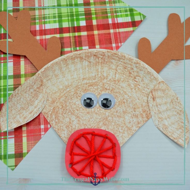 Reindeer Paper Plate Lacing Activity for Kids