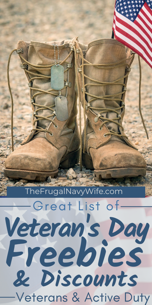 Several local businesses throughout the country are celebrating our Veterans and active-duty service members. Here is the Veterans Day Freebies list. #veteransday #freebies #discounts #military #verterans #activeduty #frugalnavywife | Veterans Day Discounts | Veterans Day Freebies | Active Duty Discounts | Active Duty Freebies | Military Discounts