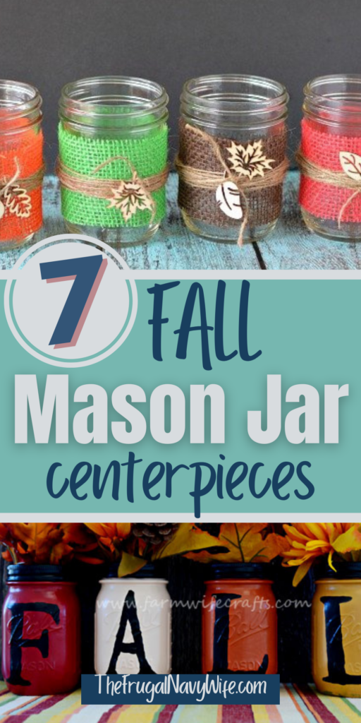 Add some DIY flair to your home this fall with these personalized mason jar centerpieces! These cute jars can be used for many purposes. #fall #masonjar #centerpieces #crafting #frugalnavywife #DIY #decor | Personalized Mason Jars | Fall Crafting | DIY | Decor | Centerpieces | Frugal DIY |