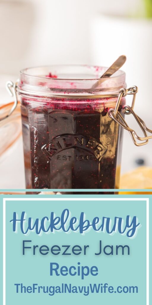 The sweetness of the berries, combined with the delicious jamminess makes this huckleberry freezer jam so divine! #huckleberry #freezerjam #canningrecipes #frugalnavywife #breakfast | Huckleberry Freezer Jam | Easy Recipes | Canning | Breakfast | Canning Recipes |