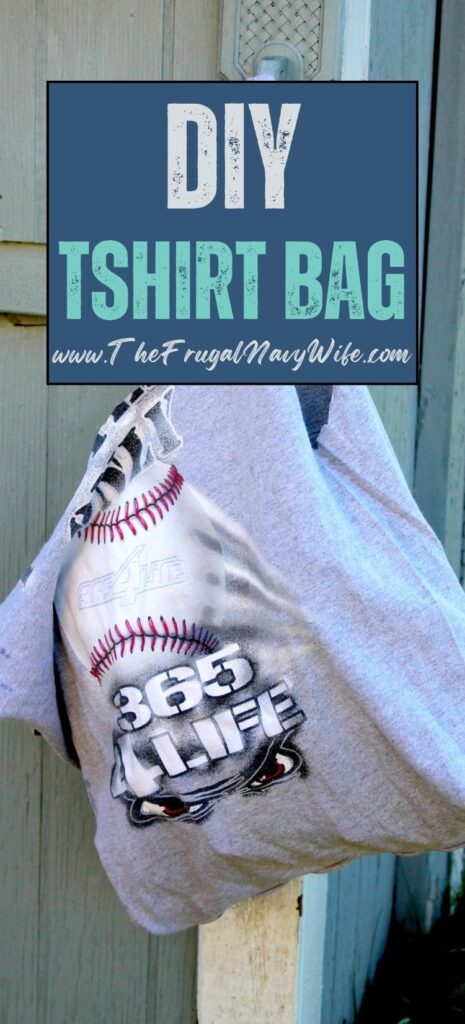 The DIY tshirt bag is an easy and eco-friendly craft project that can transform an old tshirt into a stylish reusable tote bag. #tshirtbag #upcycle #frugalnavywife #sewing #craft #adult #diy | Upcycle Crafts | Tshirt Bag | Sewing | Adult DIY | Crafting |