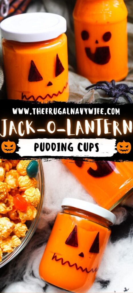 These Jack O Lantern Pudding Cups are a fun and easy customizable Halloween-themed dessert made with creamy pudding. #jackolantern #dessert #puddingcups #frugalnavywife #halloween #easyrecipe #kids | Jack O Lantern | Pudding Cups | Dessert Recipes | Holiday | Halloween | Kids | Easy Recipe |