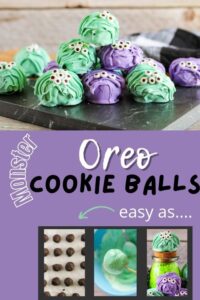 With their spooky appearance and delectable taste, these Monster Oreo Cookie Balls are sure to be a hit at any Halloween gathering. #monster #oreo #halloween #dessert #frugalnavywife #nobake #easyrecipes #party | Monster Oreo Cookie Balls | Halloween | Spooky | Dessert | No Bake | Easy Recipes |