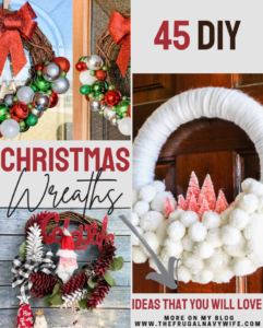 These DIY Christmas wreath ideas offer a creative and personalized way to decorate your home during the holiday season. #christmas #diywreaths #christmaswreaths #frugalnavywife | Christmas Decor | Christmas Wreaths | DIY Christmas Decor | DIY Wreaths