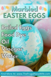 Making marbled Easter eggs is a fun and creative activity that adds a vibrant touch to your holiday celebrations using simple ingredients. #easter #eggdying #holiday #artsandcrafts #frugalnavywife #diy #marbledeggs | Marbled Easter Eggs | DIY | Easter | Holiday | Arts and Crafts | Egg Dying |