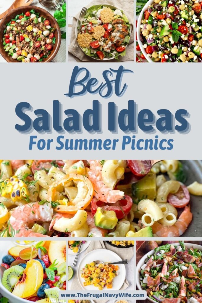 Whether you're aiming for refreshing, visually captivating, or creatively flavorful, here are salad ideas for summer picnics! #summer #salad #picnics #frugalnavywife #sidedishes #outside #family #easyrecipes #seasonal | Summer Salads | Picnics | Family | Outside | Seasonal | Side Dishes | Easy Recipes |