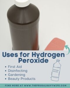 Hydrogen peroxide is a versatile solution with its diverse benefits, it proves to be a valuable and multifaceted tool for everyday uses. #cleaning #hydrogenperoxide #health #frugalnavywife #frugalliving #usesfor | Hydrogen Peroxide | Frugal Living Tips | Health | Frugal Living | Cleaning | Gardening |